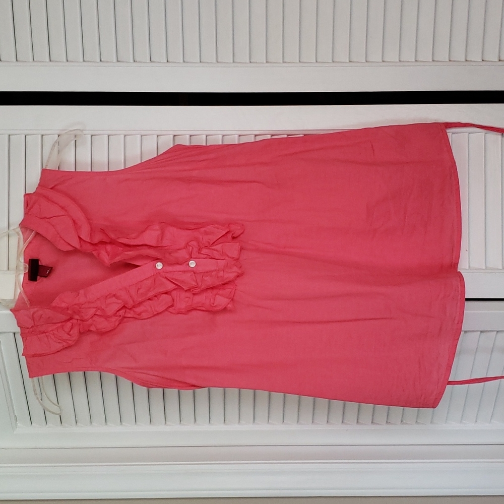 Pink/coral ruffle top with back tie